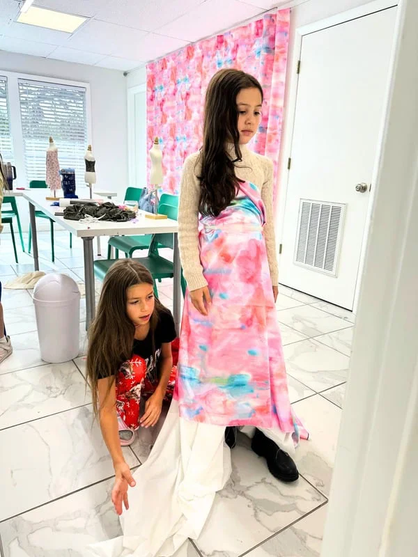 Student handmade dress from kids sewing class in Sarasota