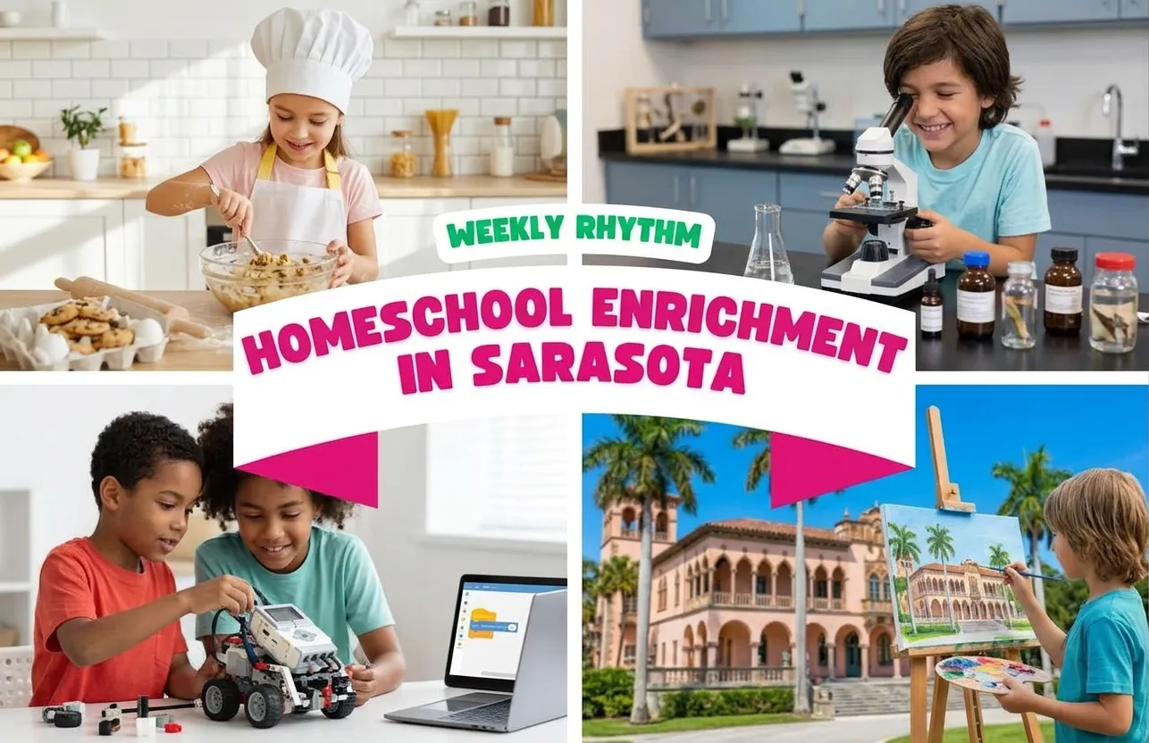 Homeschool family planning a weekly schedule with enrichment classes in Sarasota